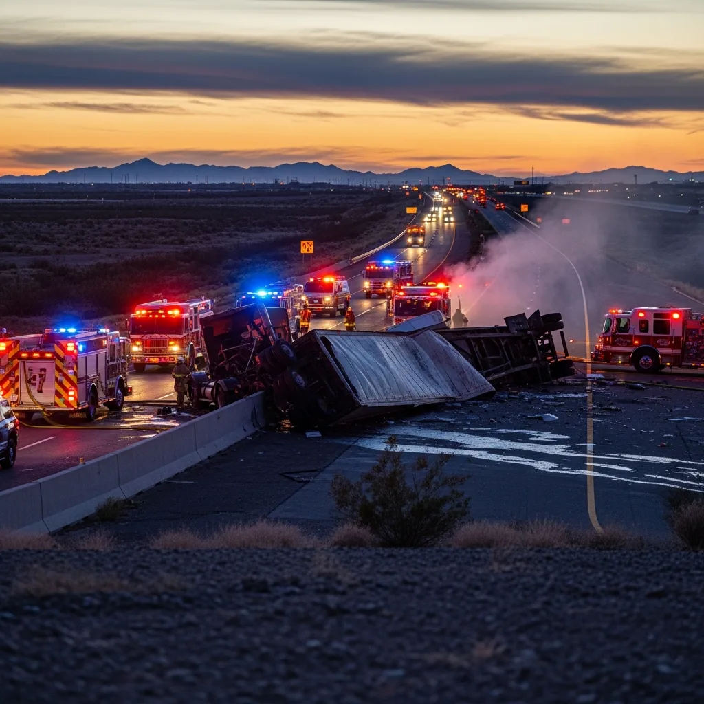 Truck Accident scene in Bullhead City