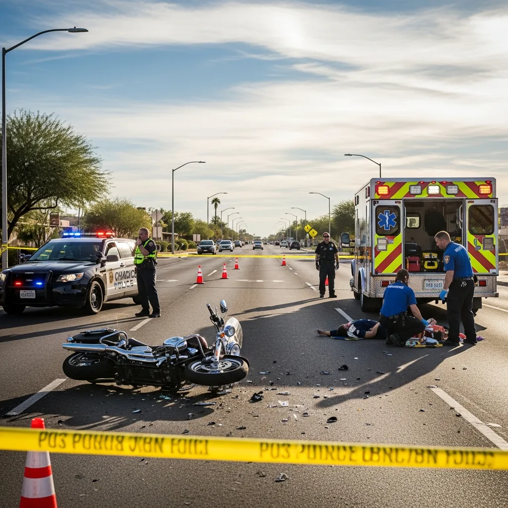 Motorcycle Accident scene in Chandler