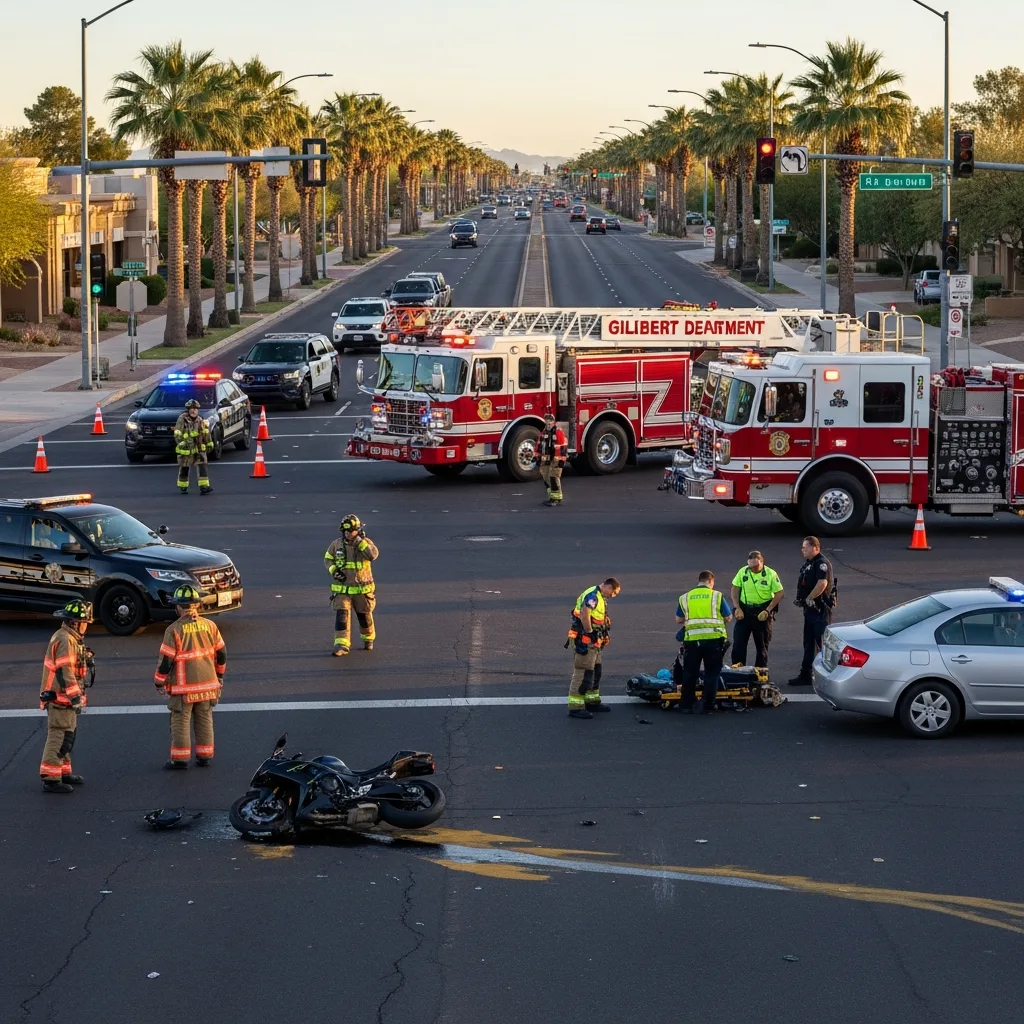 Motorcycle Accident scene in Gilbert