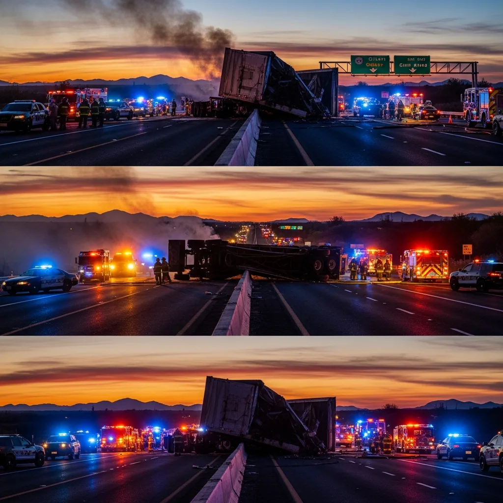 Truck Accident scene in Gilbert