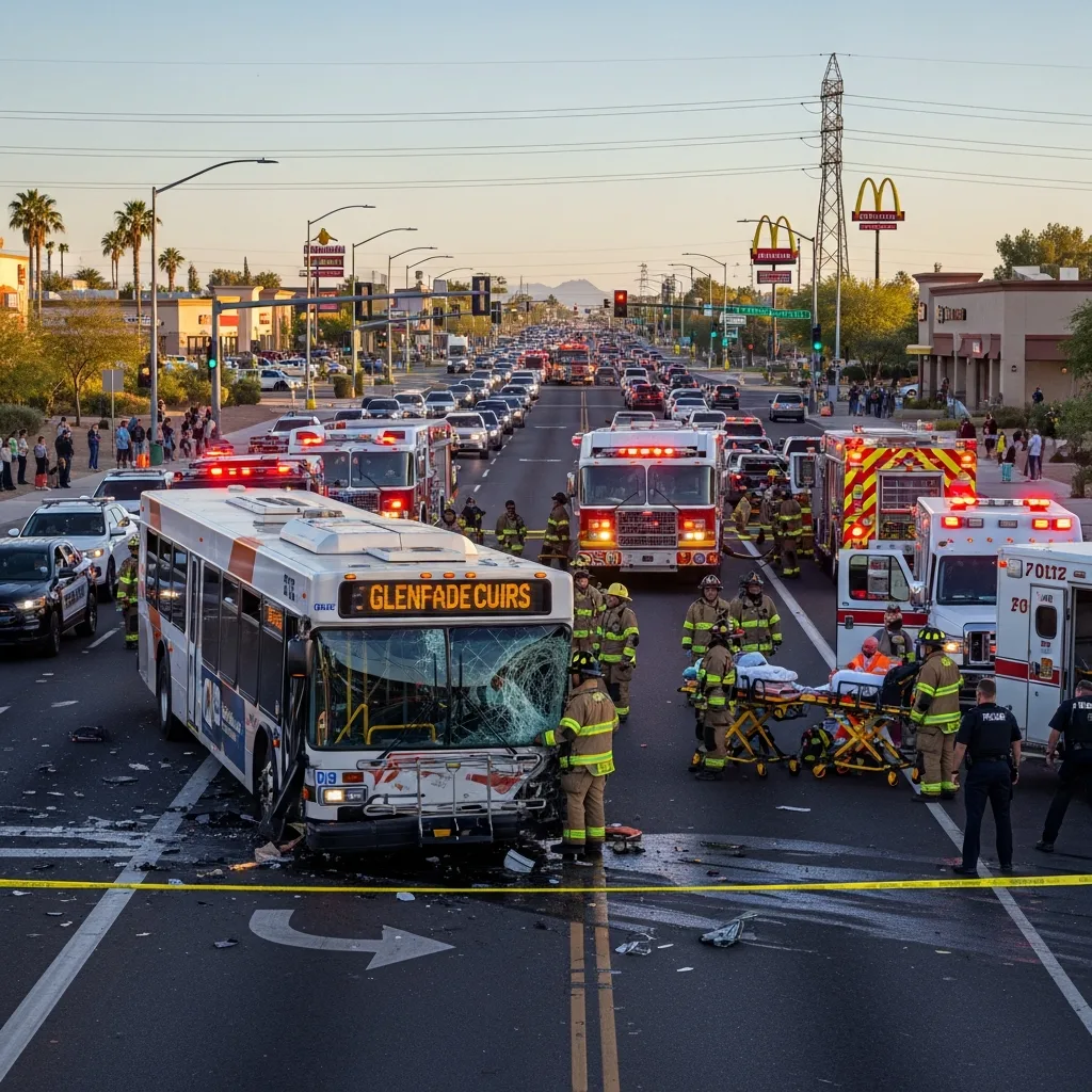 Bus Accident scene in Glendale