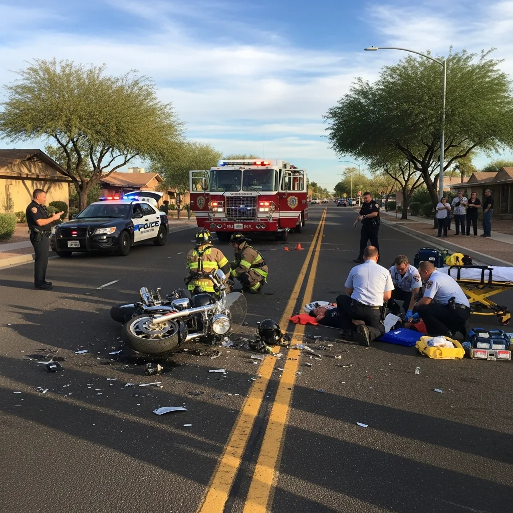 Motorcycle Accident scene in Glendale