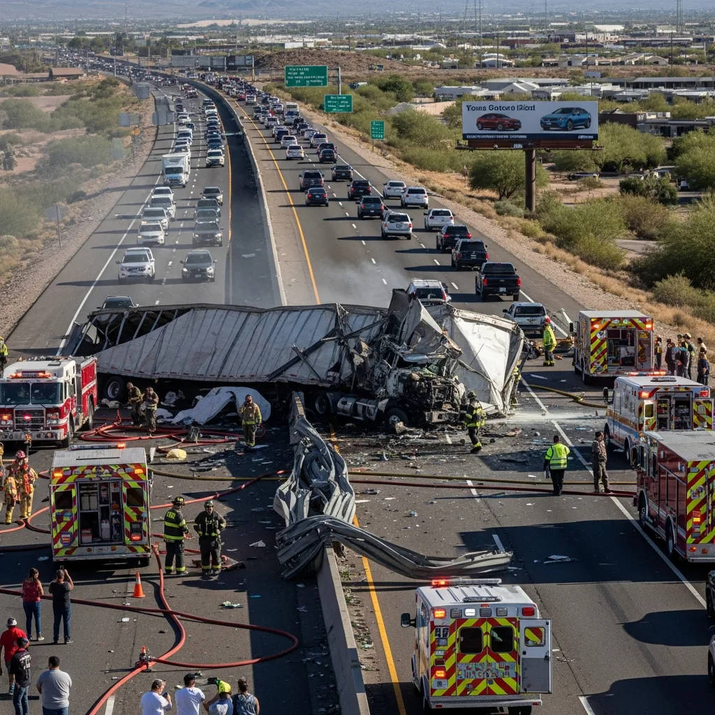 Truck Accident scene in Glendale