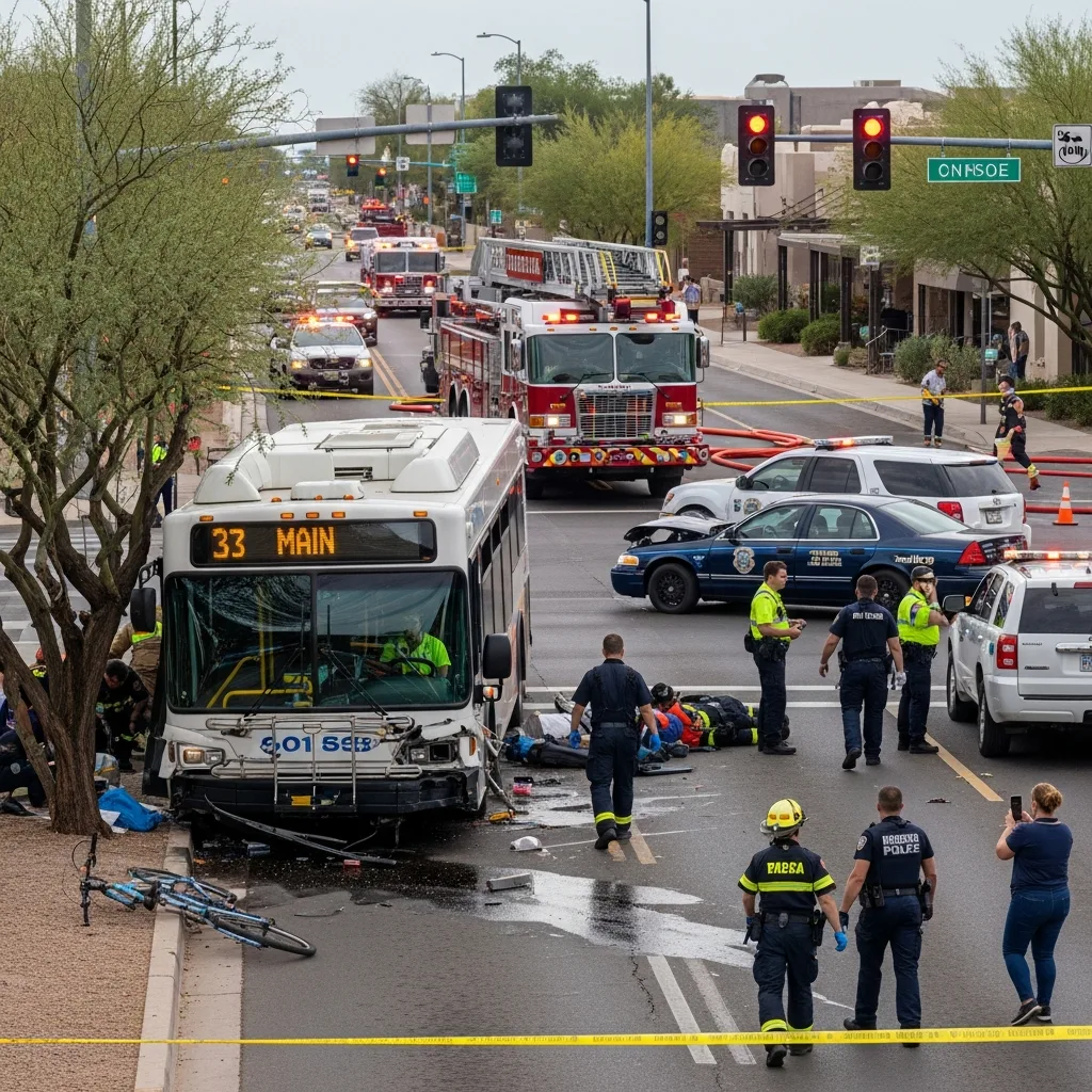 Bus Accident scene in Mesa