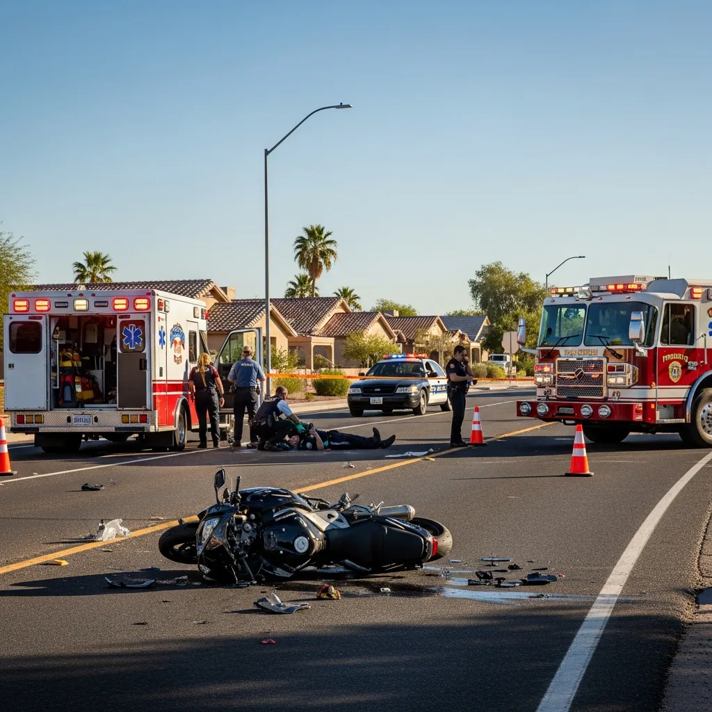 Motorcycle Accident scene in Phoenix