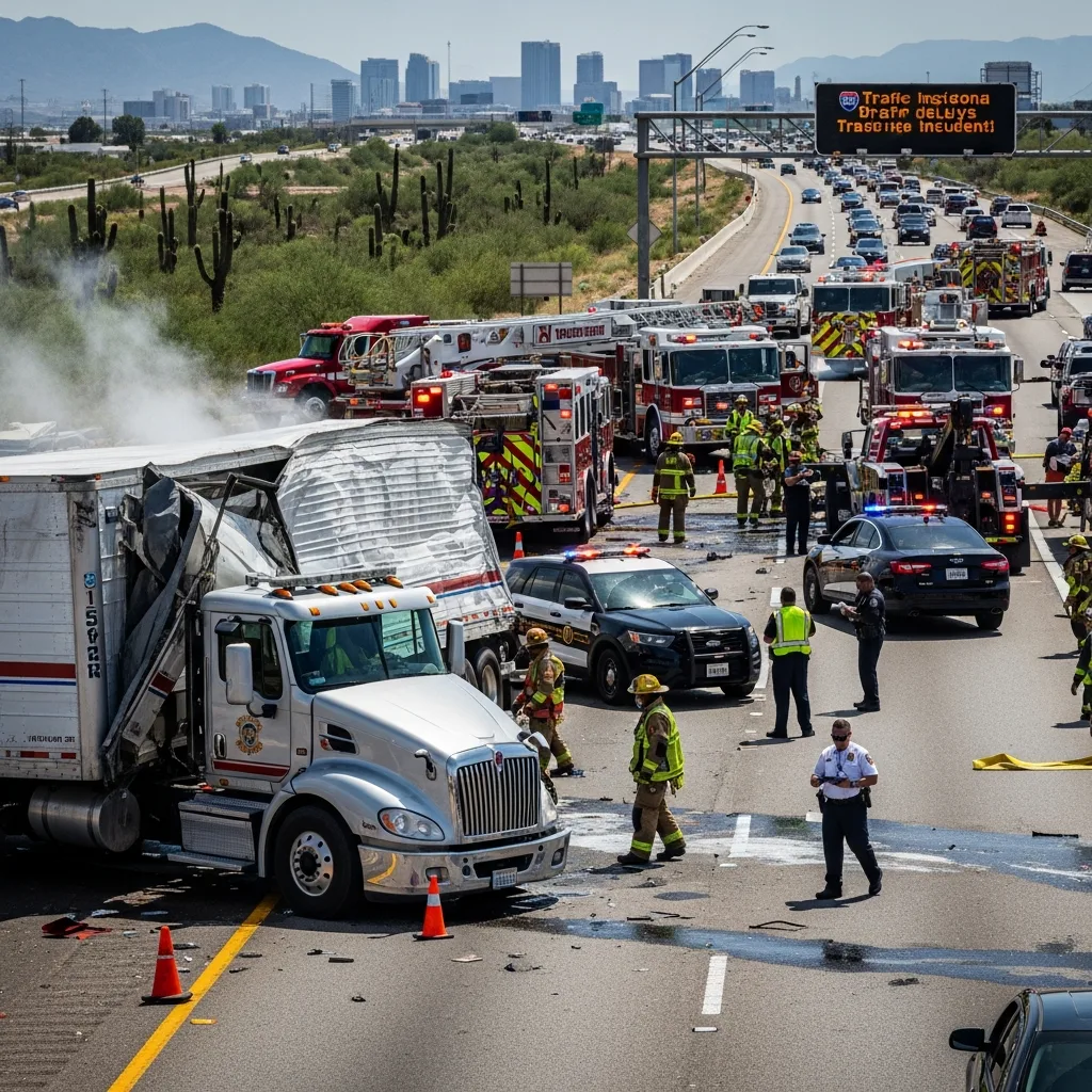 Truck Accident scene in Phoenix