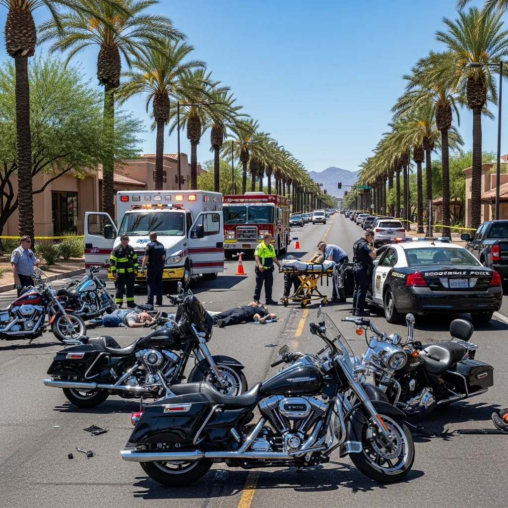 Motorcycle Accident scene in Scottsdale