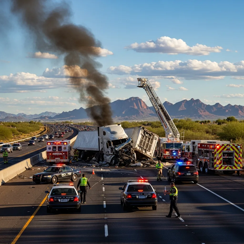Truck Accident scene in Scottsdale