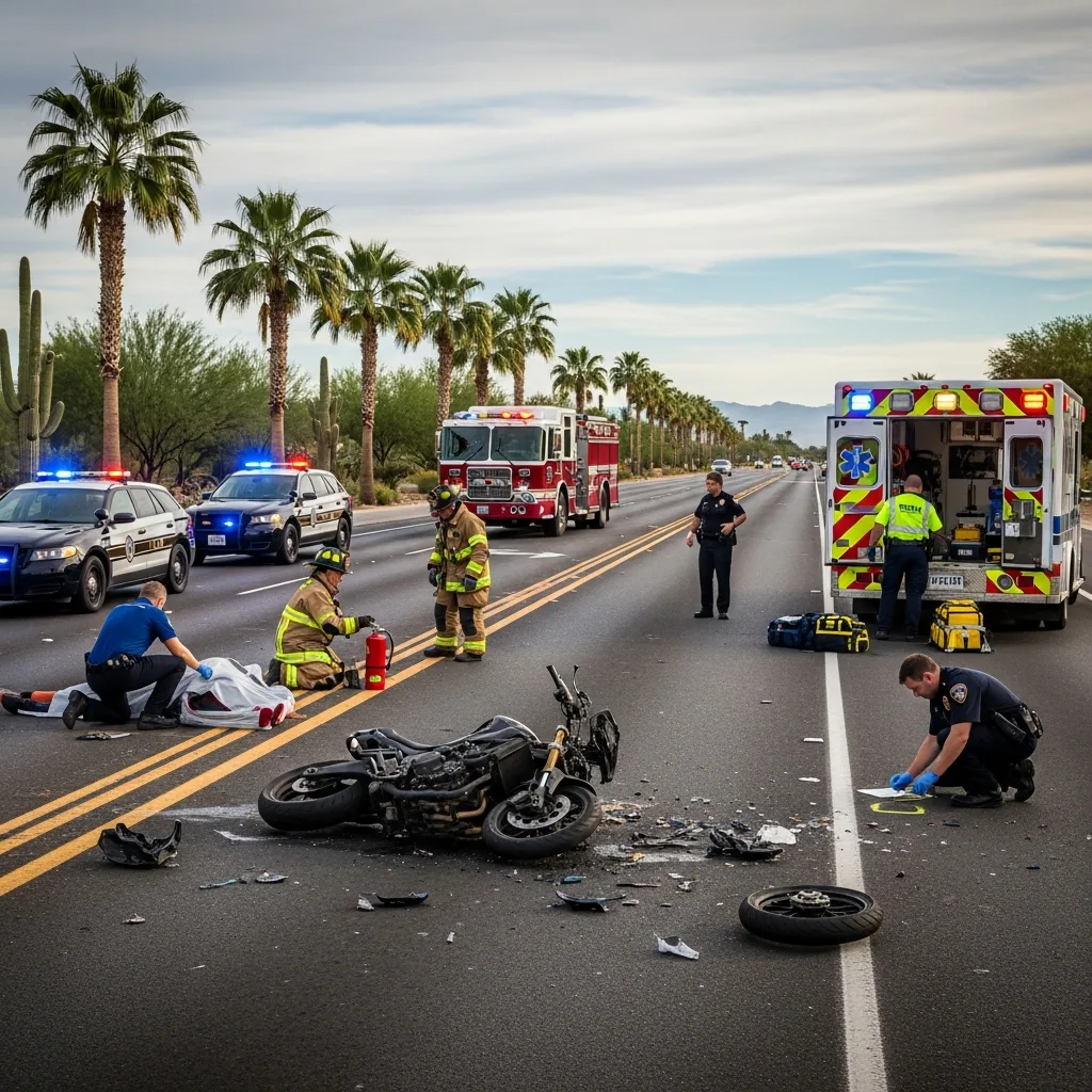 Motorcycle Accident scene in Tempe