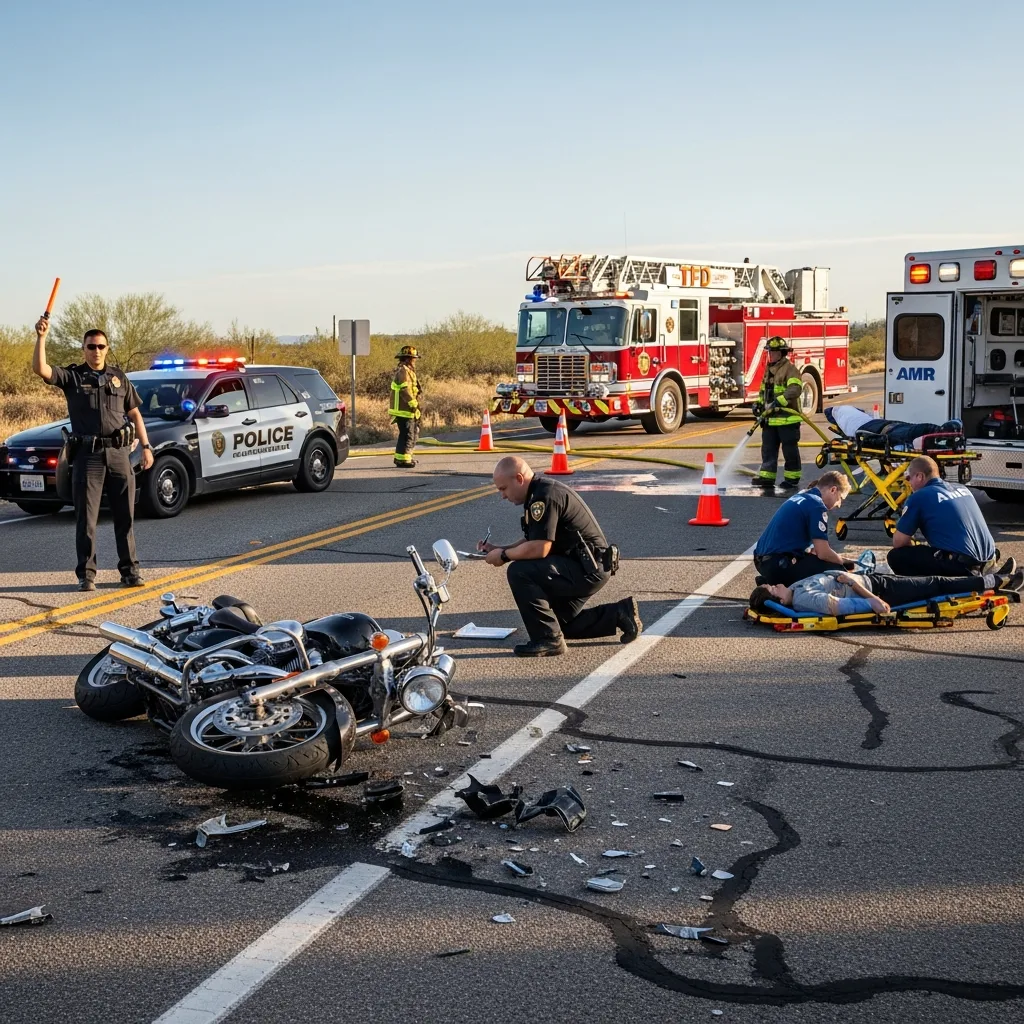 Motorcycle Accident scene in Tucson