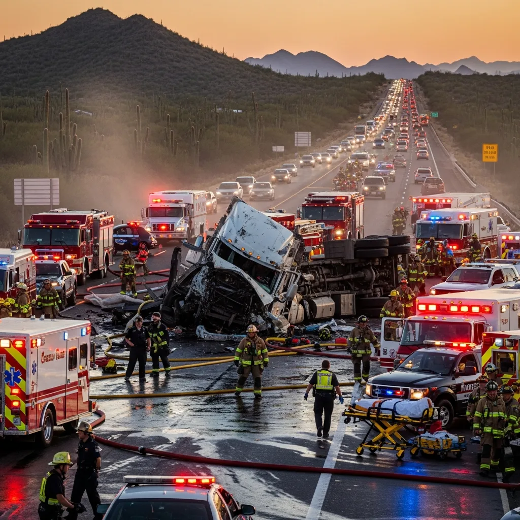 Truck Accident scene in Tucson