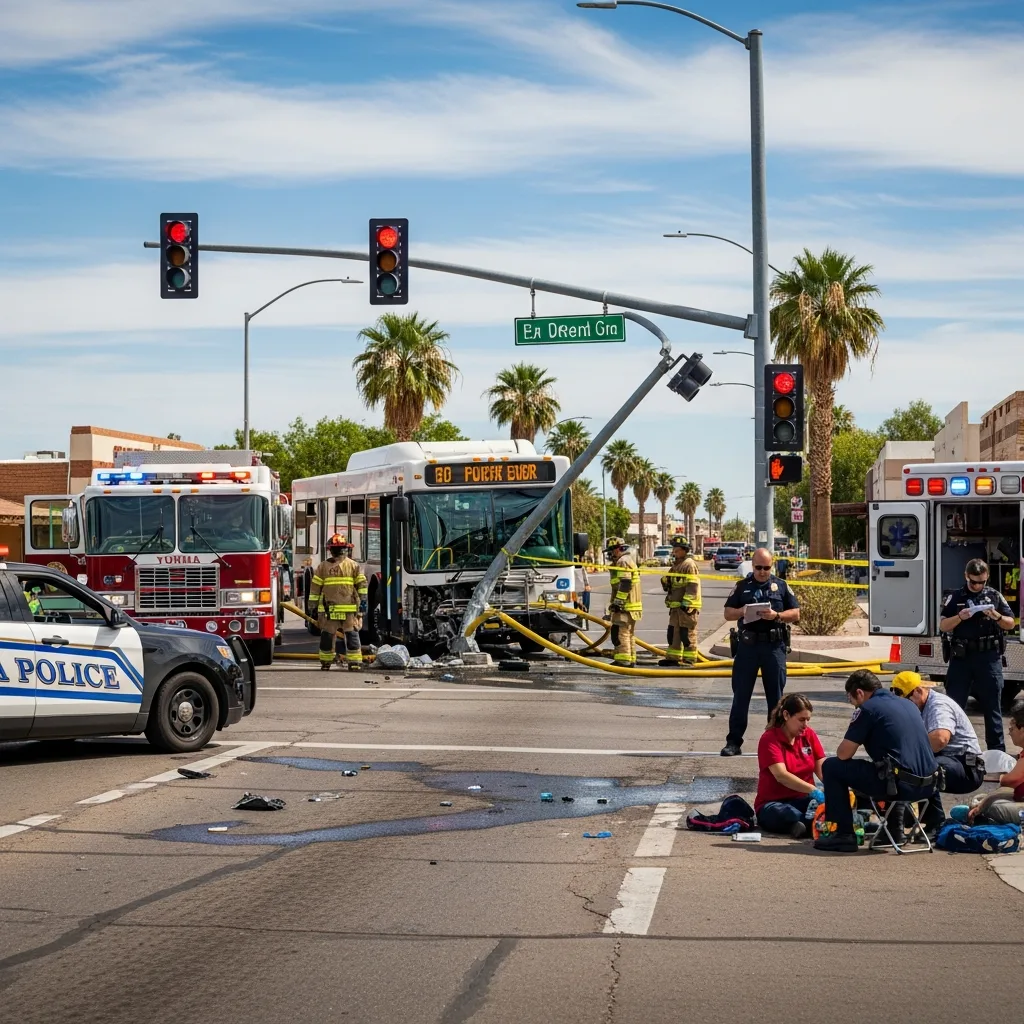 Bus Accident scene in Yuma