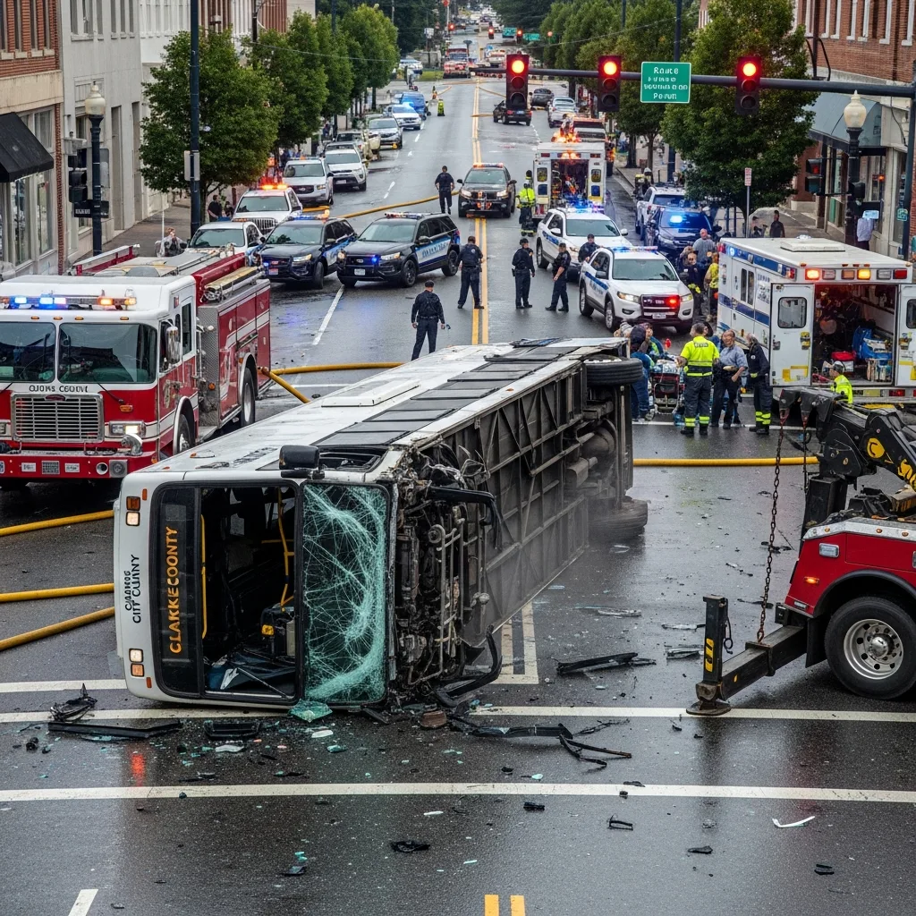 Bus Accident scene in Athens-Clarke County unified government (balance)