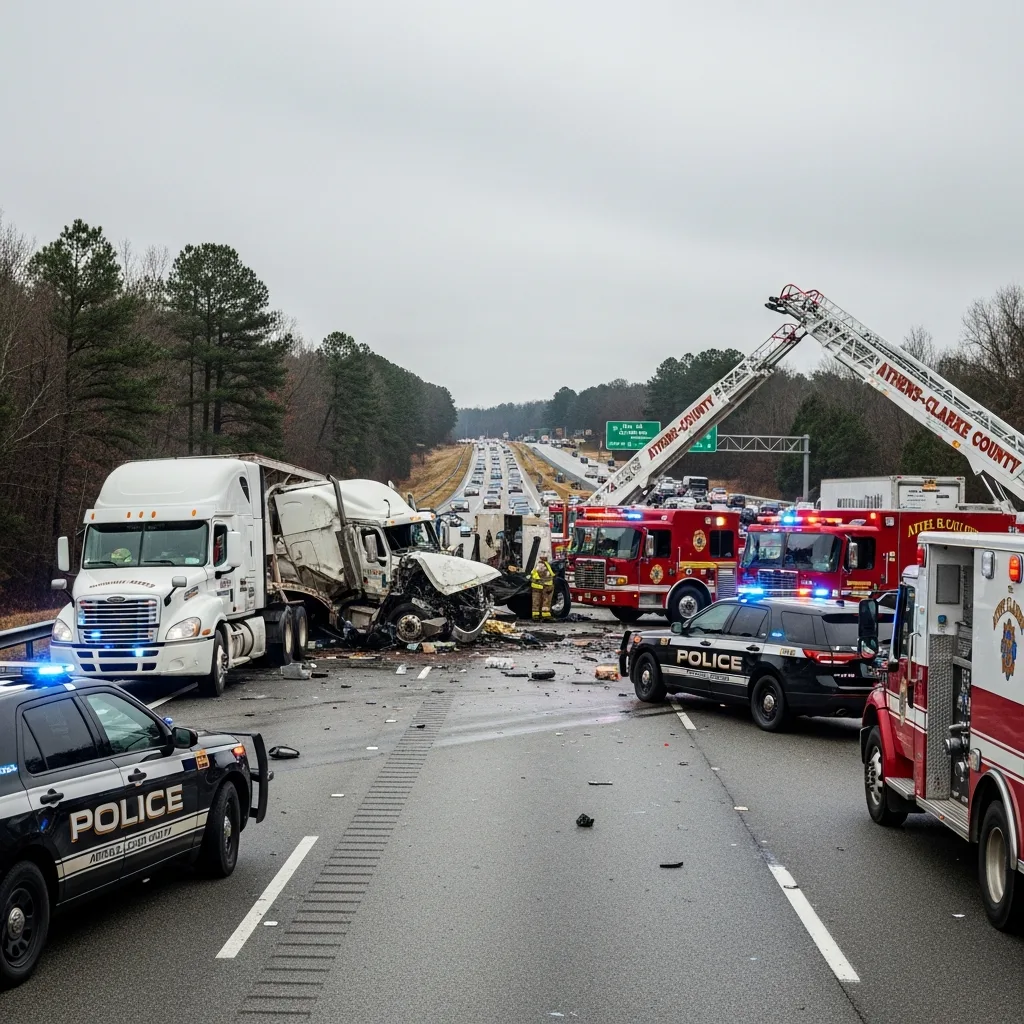 Truck Accident scene in Athens-Clarke County unified government (balance)
