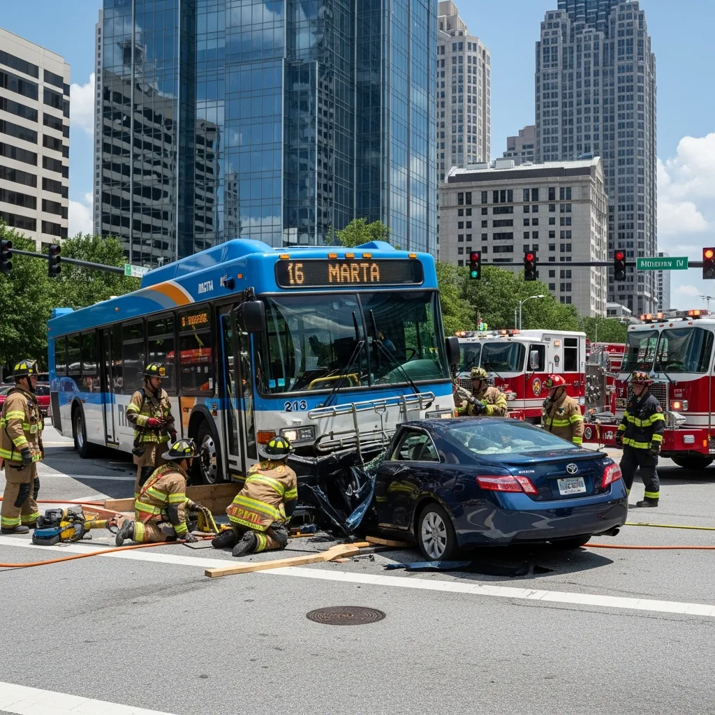 Bus Accident scene in Atlanta