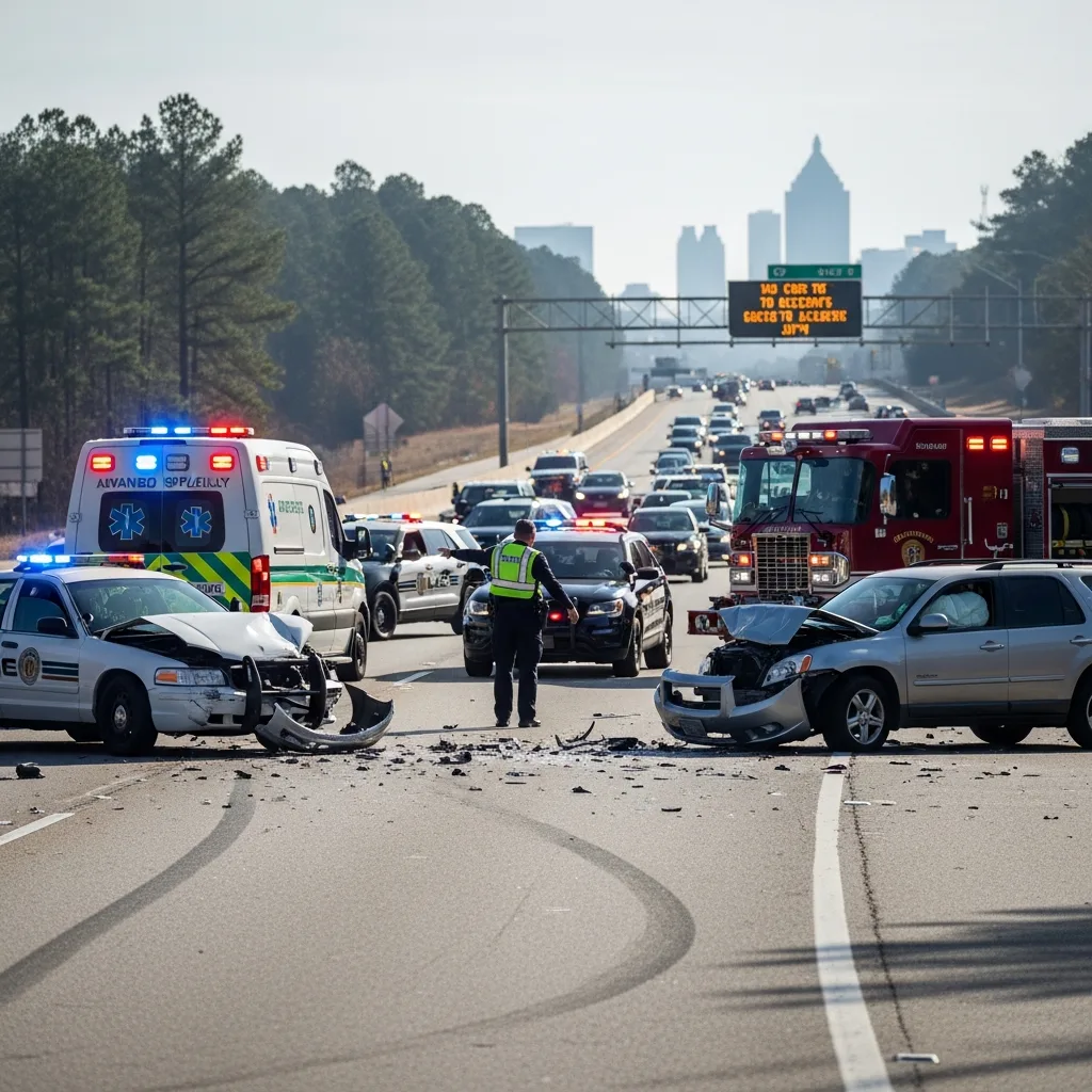 Car Accident scene in Atlanta