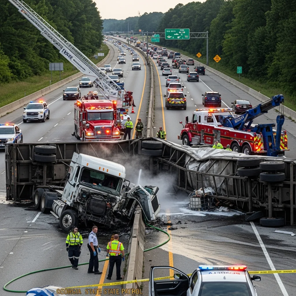 Truck Accident scene in Atlanta