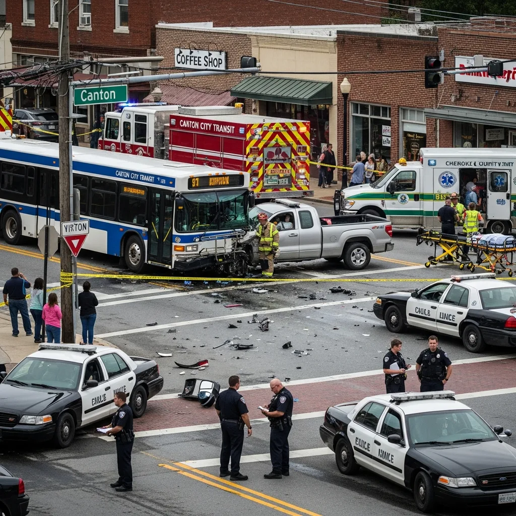 Bus Accident scene in Canton