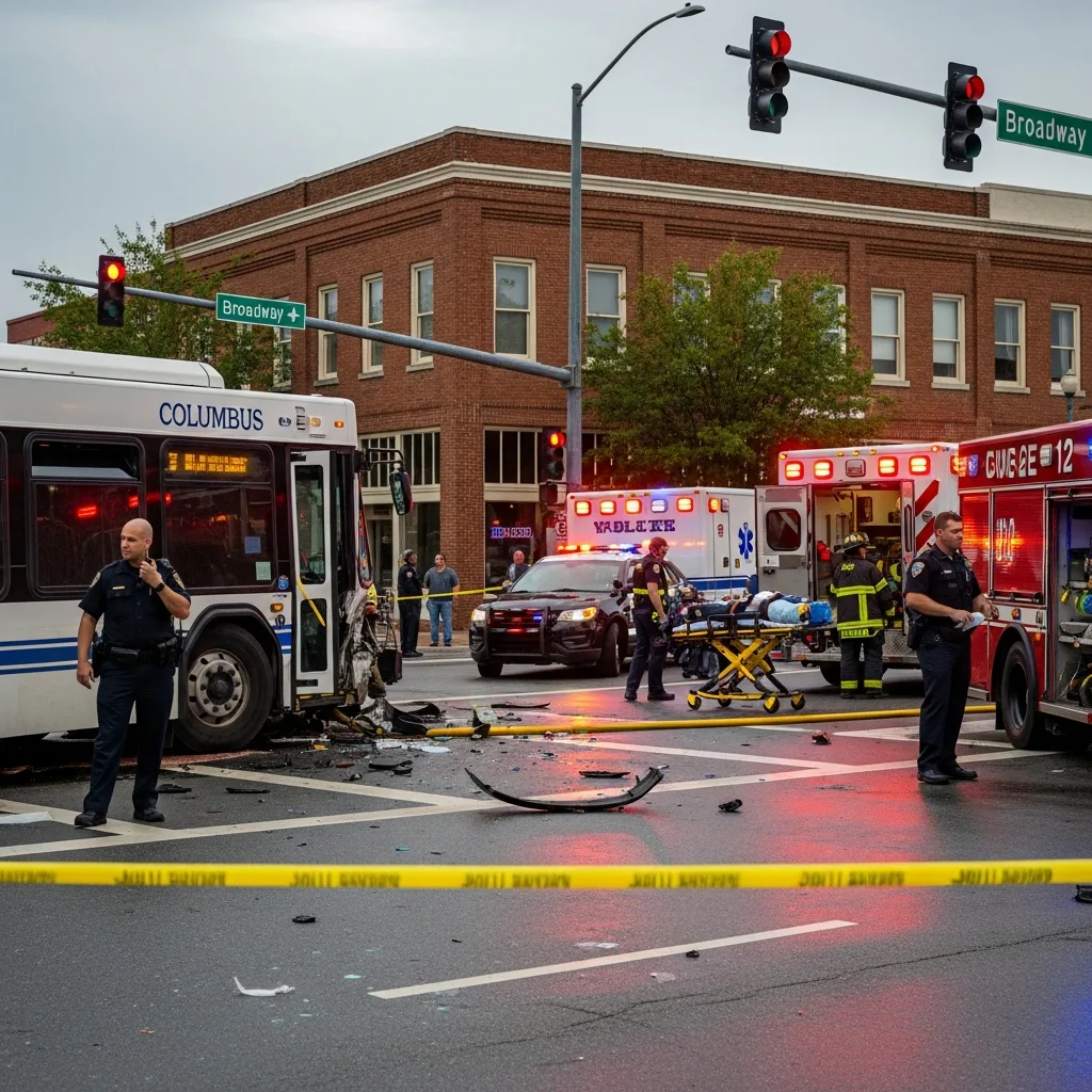 Bus Accident scene in Columbus