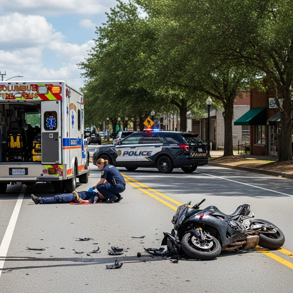 Motorcycle Accident scene in Columbus