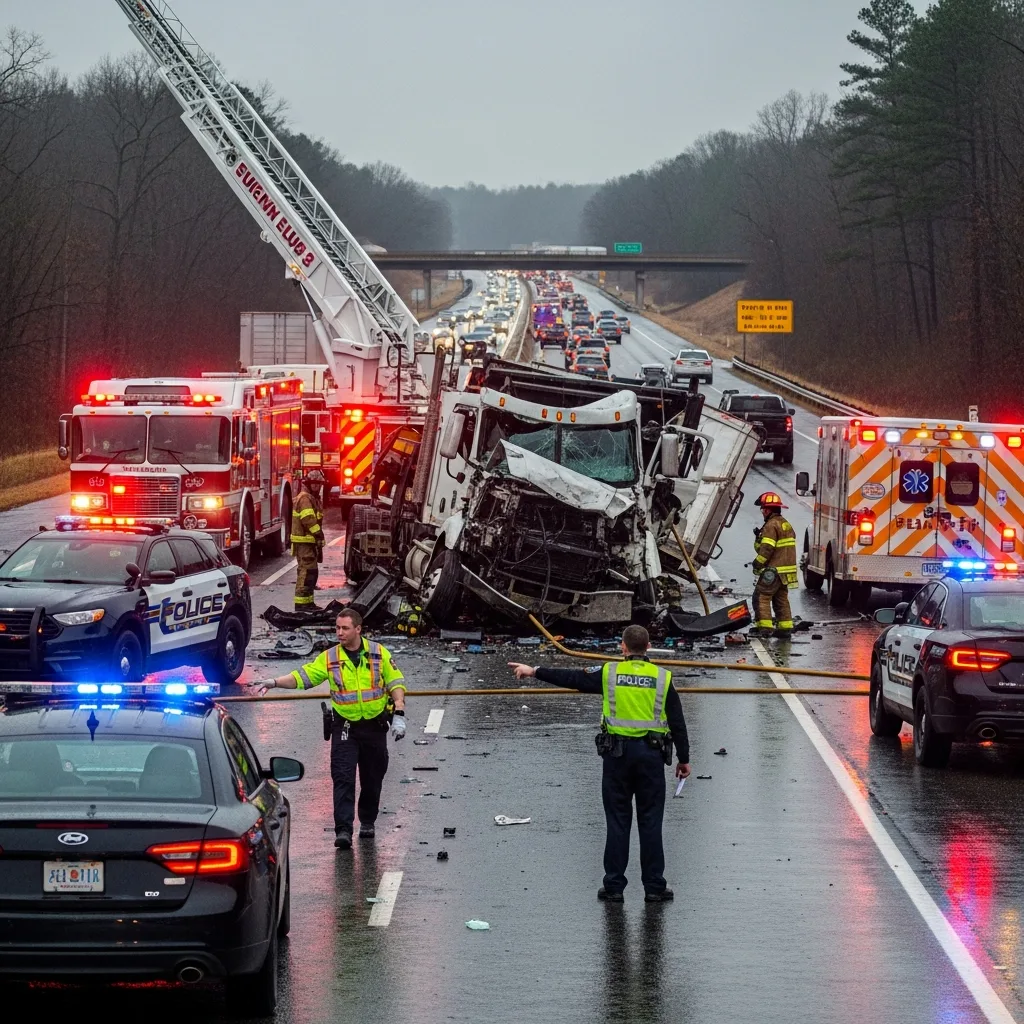 Truck Accident scene in Gainesville