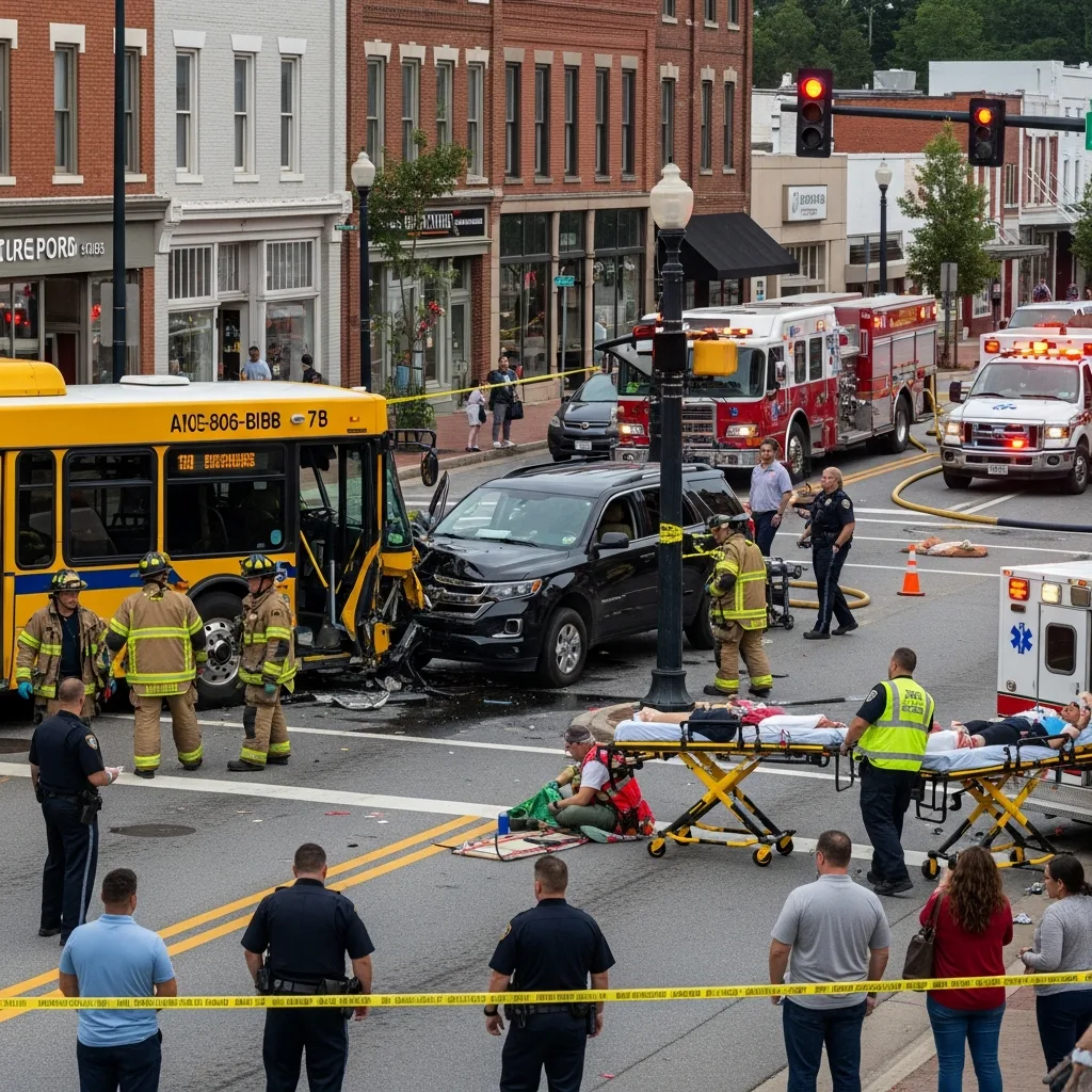 Bus Accident scene in Macon-Bibb County
