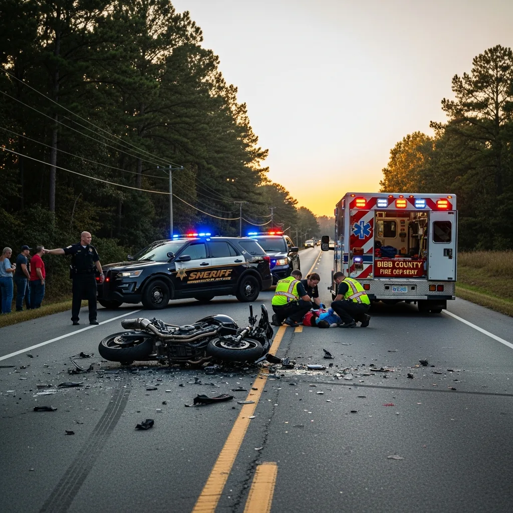 Motorcycle Accident scene in Macon-Bibb County