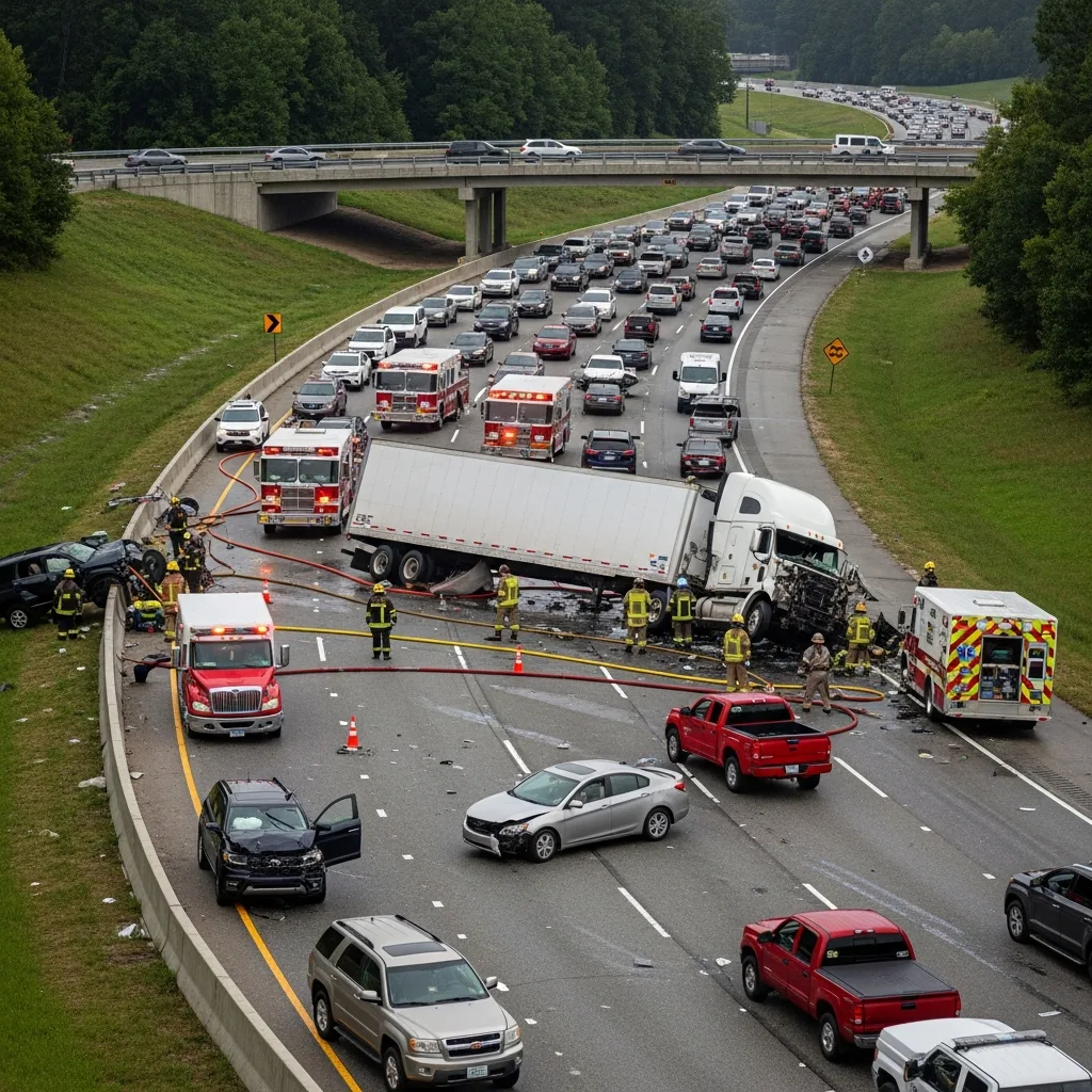 Truck Accident scene in Macon-Bibb County