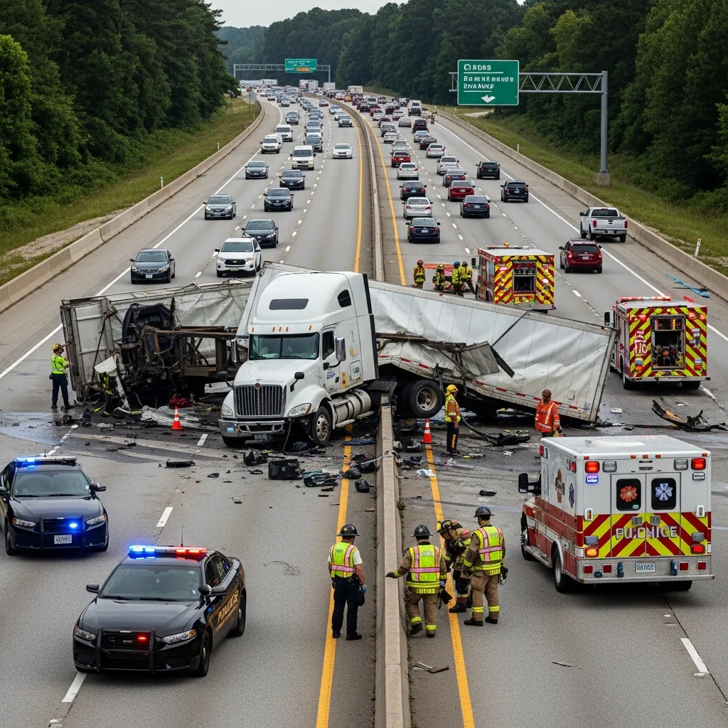 Truck Accident scene in Roswell
