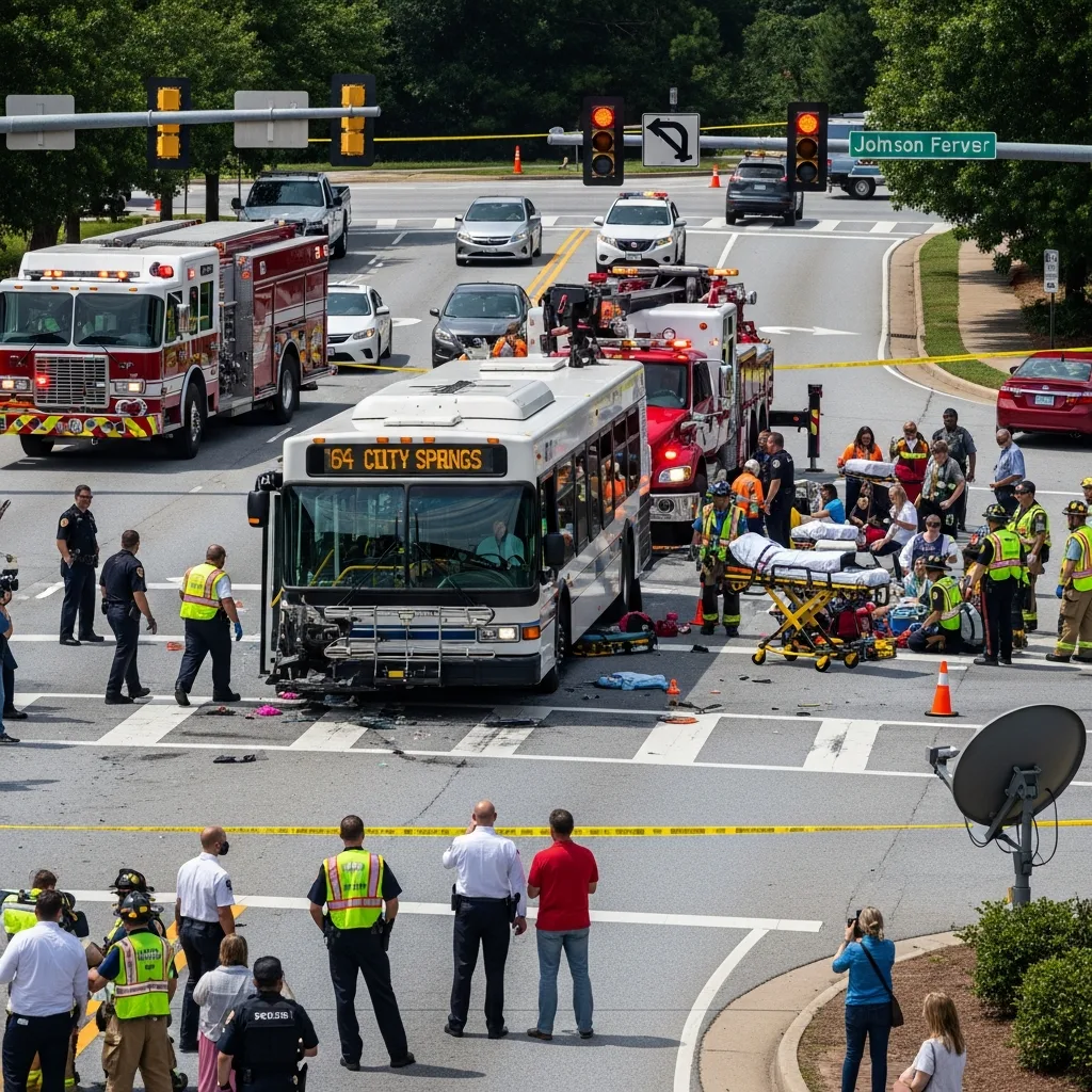 Bus Accident scene in Sandy Springs