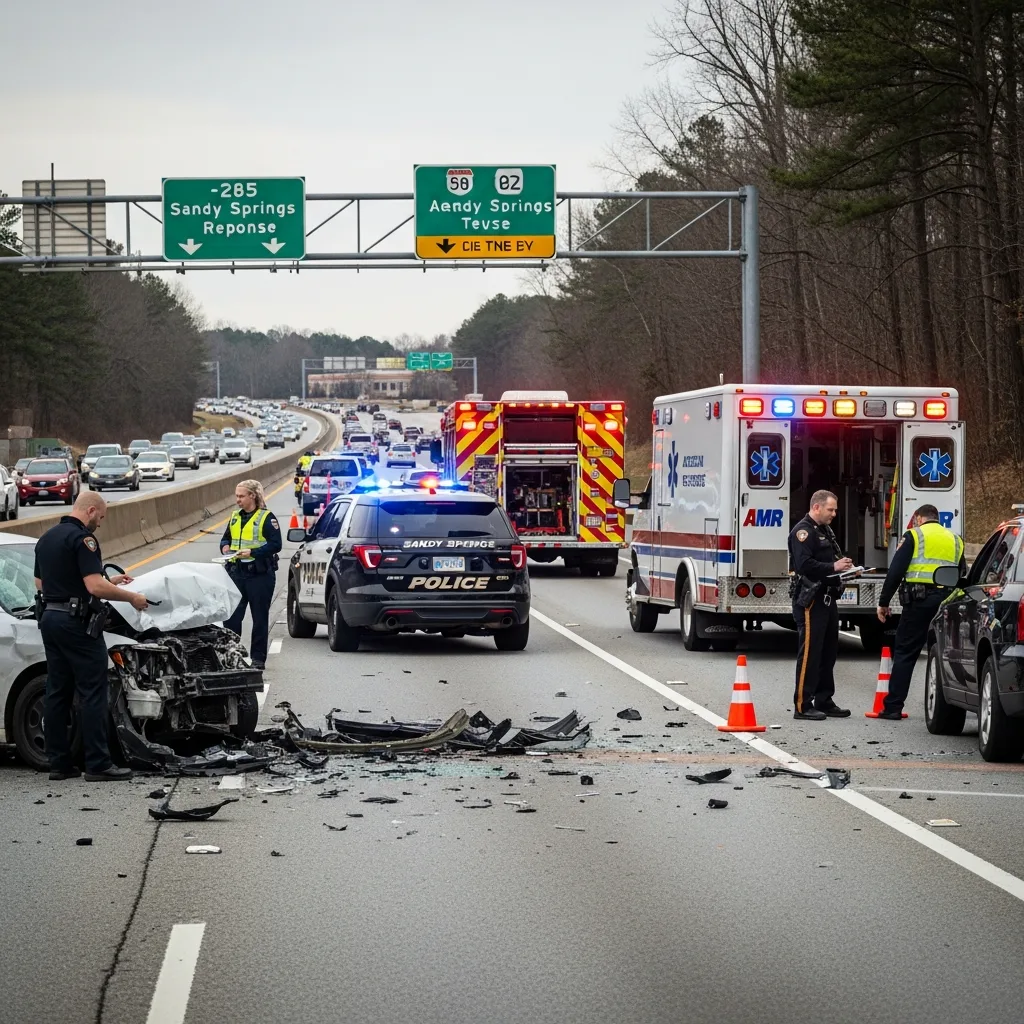 Car Accident scene in Sandy Springs