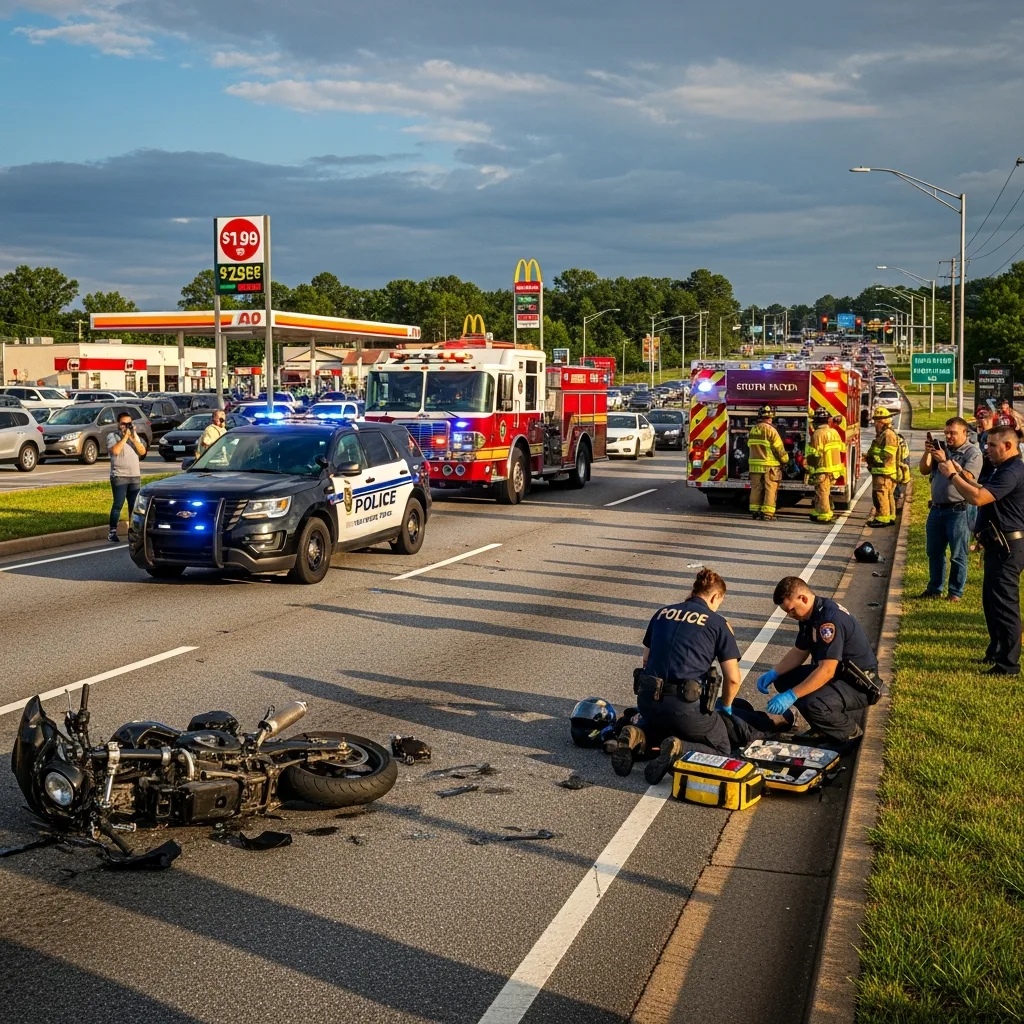 Motorcycle Accident scene in South Fulton