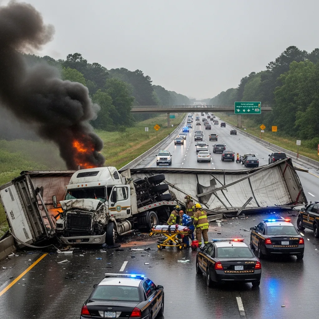 Truck Accident scene in South Fulton
