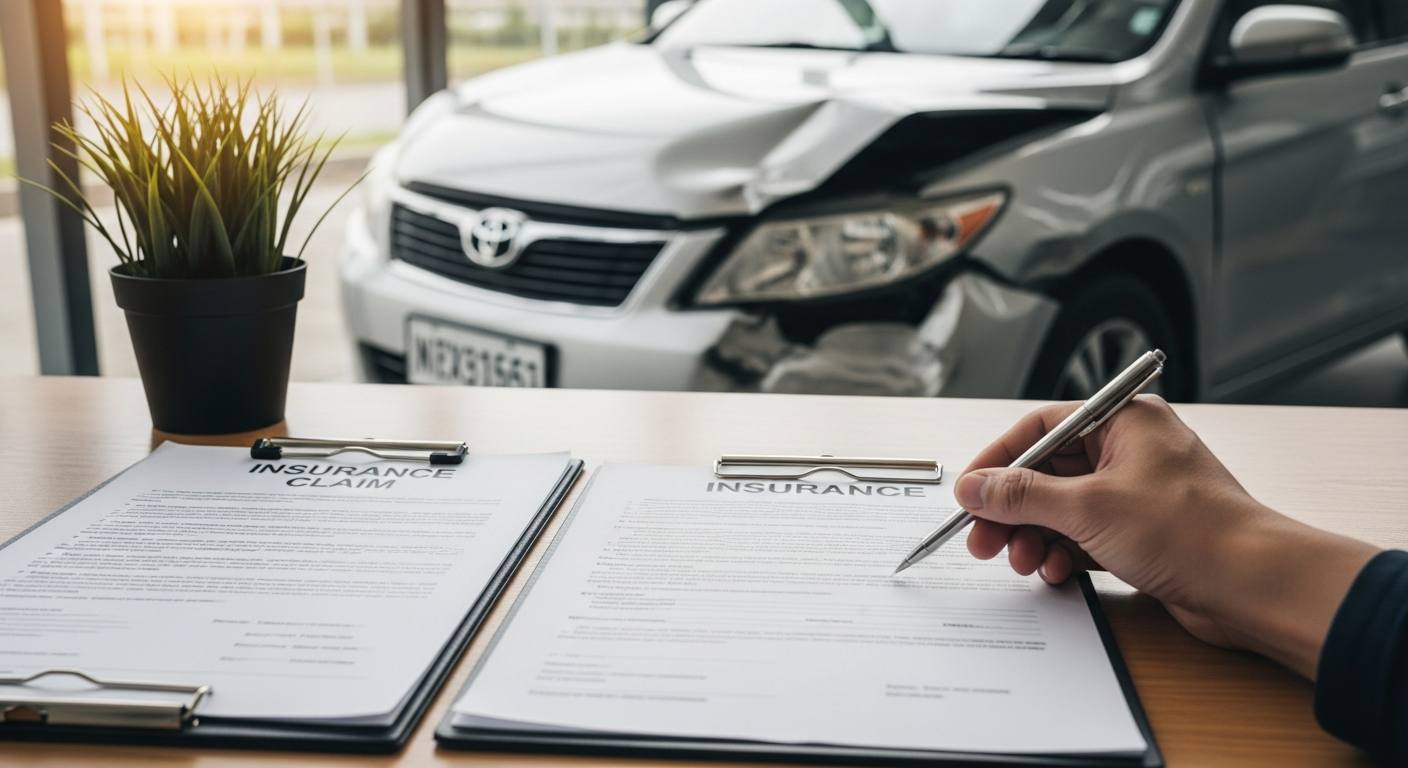 Insurance claim documents after car accident